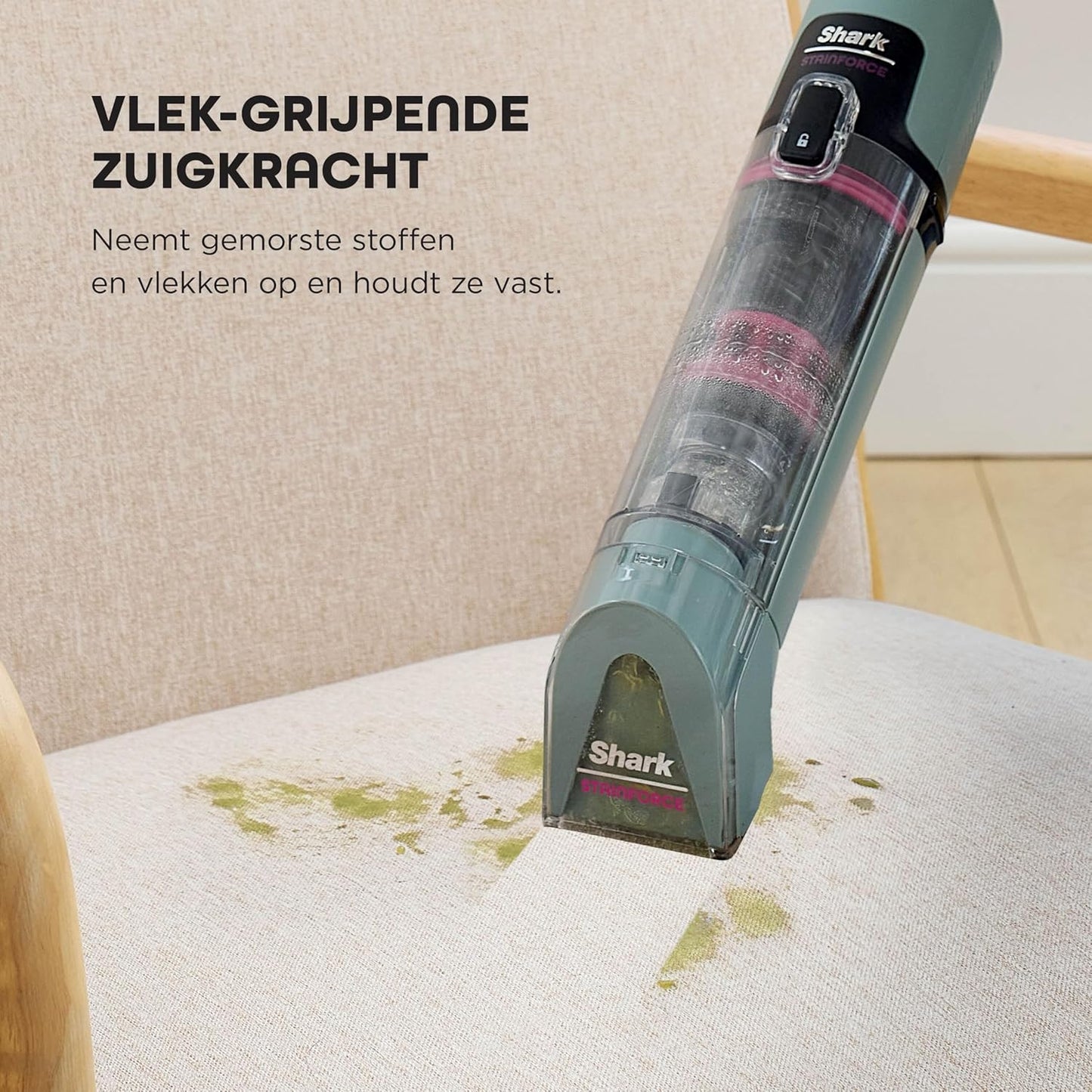 Shark StainForce snoerloze vlekkenverwijderaar, lichtgewicht en draagbare vlekkenverwijderaar voor tapijten, bekleding, trappen, auto's, met opvangbak, accessoires en 2x reinigingsoplossing, HX100EUCP