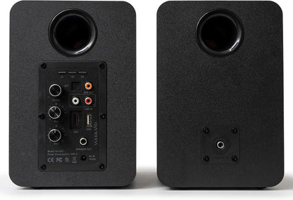 VULKKANO A4 ARC Luidspreker met 10,2 cm (4 inch), Bluetooth 5.0, HDMI ARC, optisch, RCA, USB, met subwoofer-uitgang, studiomonitoren met elegant design, zwart