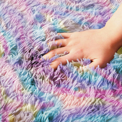 AMEHA Regenboog Pluche Tapijten Woonkamer Slaapkamer Groot 200x290 cm Kleurrijke Zachte Pluche Antislip Vloerkleed voor Kinderkamer Meisjes Jongens Kinderen Tapijt Niet-uitscheurend
