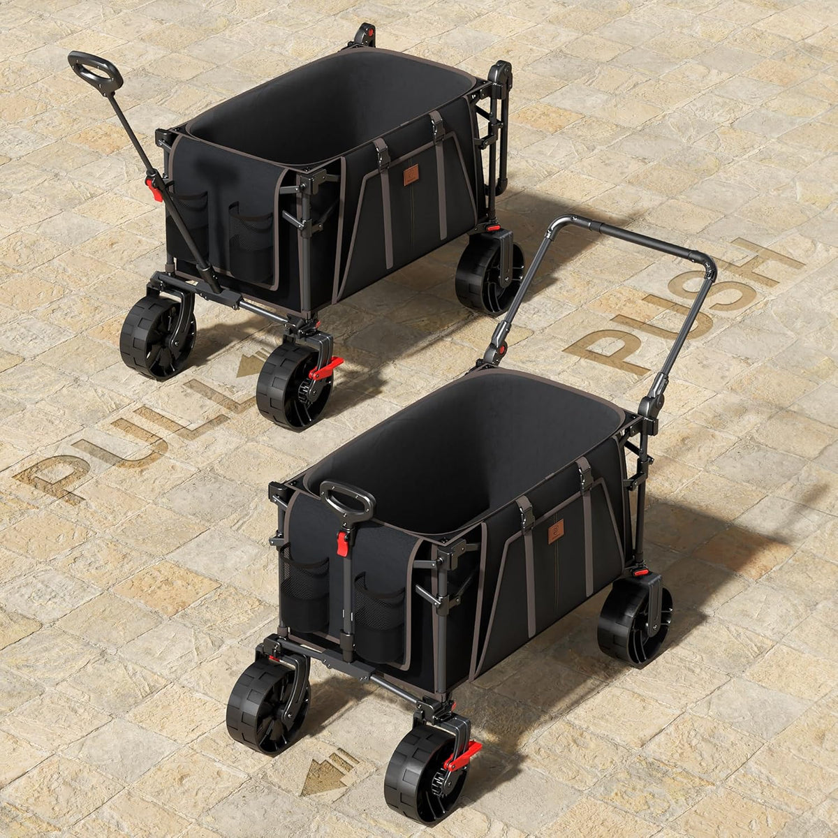 EVER ADVANCED 225L festivalwagen op wielen met afneembare luifel, 150 kg zware campingwagen, push & pull strandkar met 3 grote zakken, tuinvouwwagen vissen