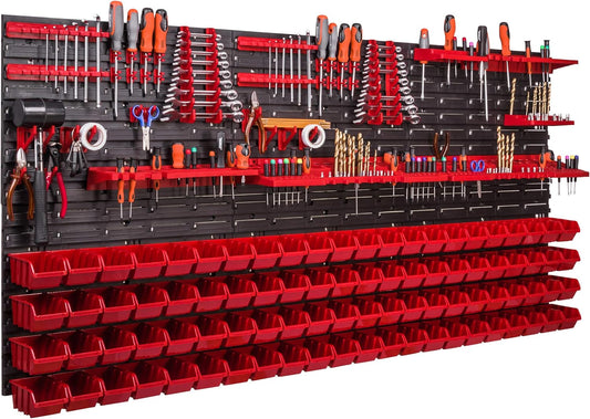 Botle Gereedschapswand, 1728 x 780 mm, stapelboxen, gereedschapshouders, wandplaat met houderrails, voor garage, magazijn, werkplaats en hobby