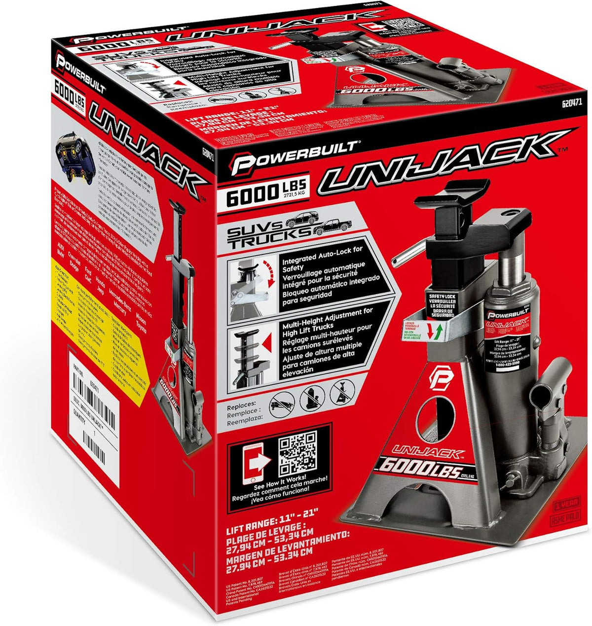 Hydraulische Fleskrik – Flessenkrik, Kriksteun, Autokrik, Jackstand – 3 Ton – Geïntegreerde Ratelvergrendeling – Brede Basis En Hefbereik 11 Tot 21 Inch