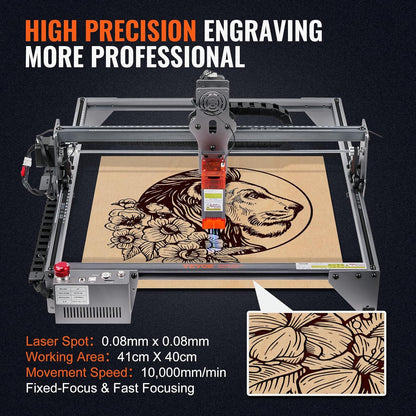 Lasergraveermachine – Graveerapparaat – Graveermachine – Lasergraver – Houtgraveermachine 5W – 40 x 40 cm Werkoppervlak – 10.000 mm/min