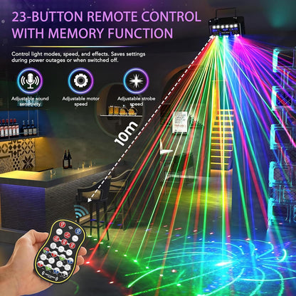Miralin Disco Lichten voor Feesten – DJ Disco Licht met Geluidsactivatie, RGB & UV Stroboscooplamp met DMX-controller voor Huisfeesten, Bars, Raves en Clubshows