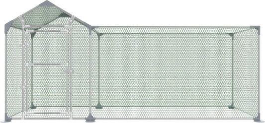 3 x 1 m Chicken Coop, Freewheel, Rabbit Made of Galvanised Steel, Aviary, Outdoor Quail Coop with Door and PE Shade Sail for Chickens and Small Animals, 3 m²