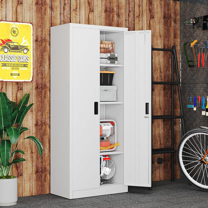 Archiefkast, met 3 in hoogte verstelbare metalen planken, plaatstaal gepoedercoat, voor garage, kelder en kantoor, 170 x 70 x 38 cm (wit)
