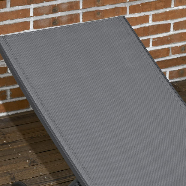 Ligstoel - Tuinligstoel - Set van 2 - Ligbed - met Wielen - Verstelbaar Rugleuning - Weerbestendig - voor Tuin - Zwembad - Strand - Aluminium - Textiel - 66 x 165 x 102 cm - Donkergrijs