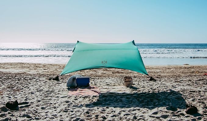Neso tenten strandtent met zandanker, draagbare luifel zonnescherm - 2,1 mx 2,1 m - gepatenteerde versterkte hoeken (Citroen)