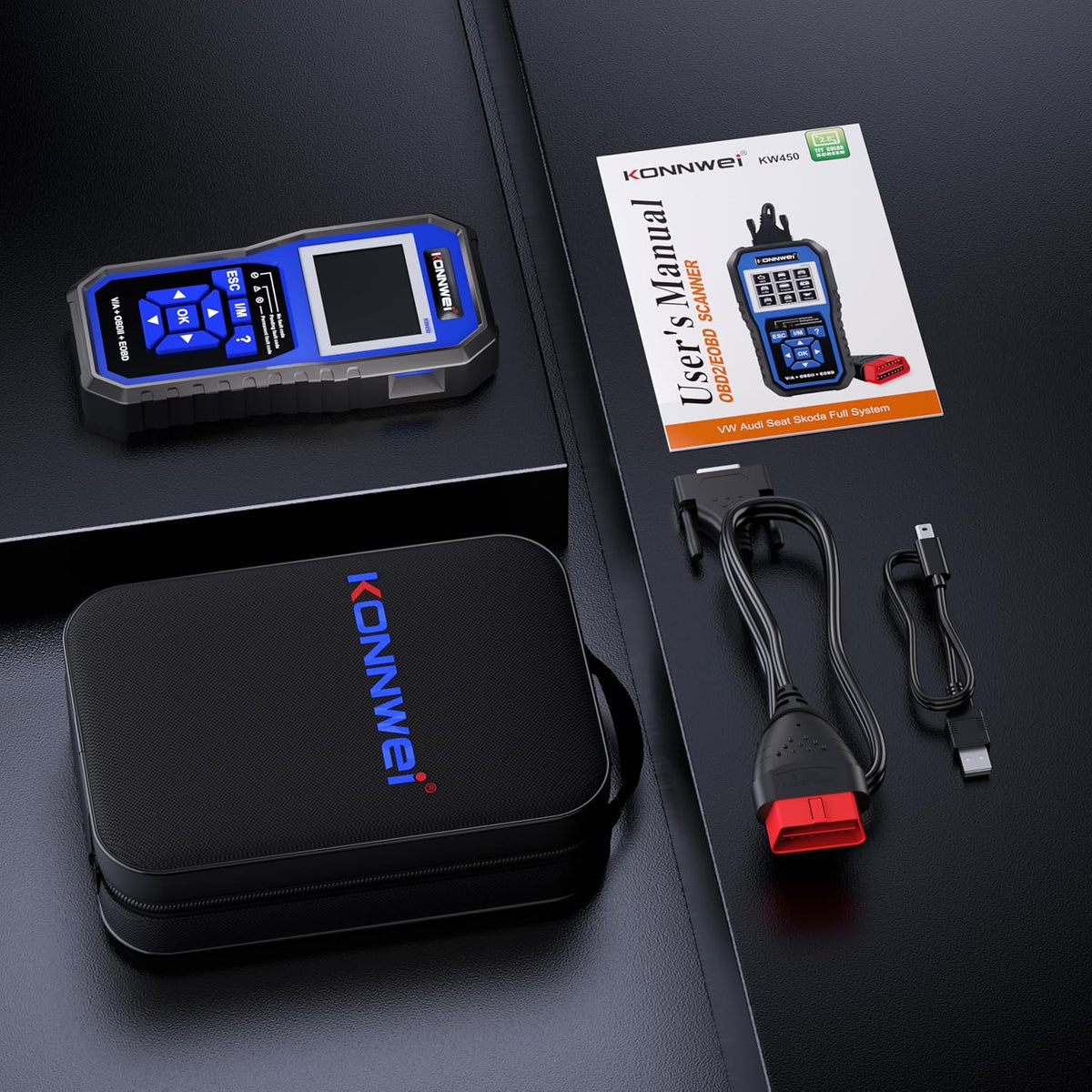 KONNWEI KW450 OBD2 all-systeem scanner met 9 speciale functies voor voertuigen VAG diagnose olie codelezer SAS EPB TPS reset injector DPF codering lamp aanpassing ophanging gereedschap