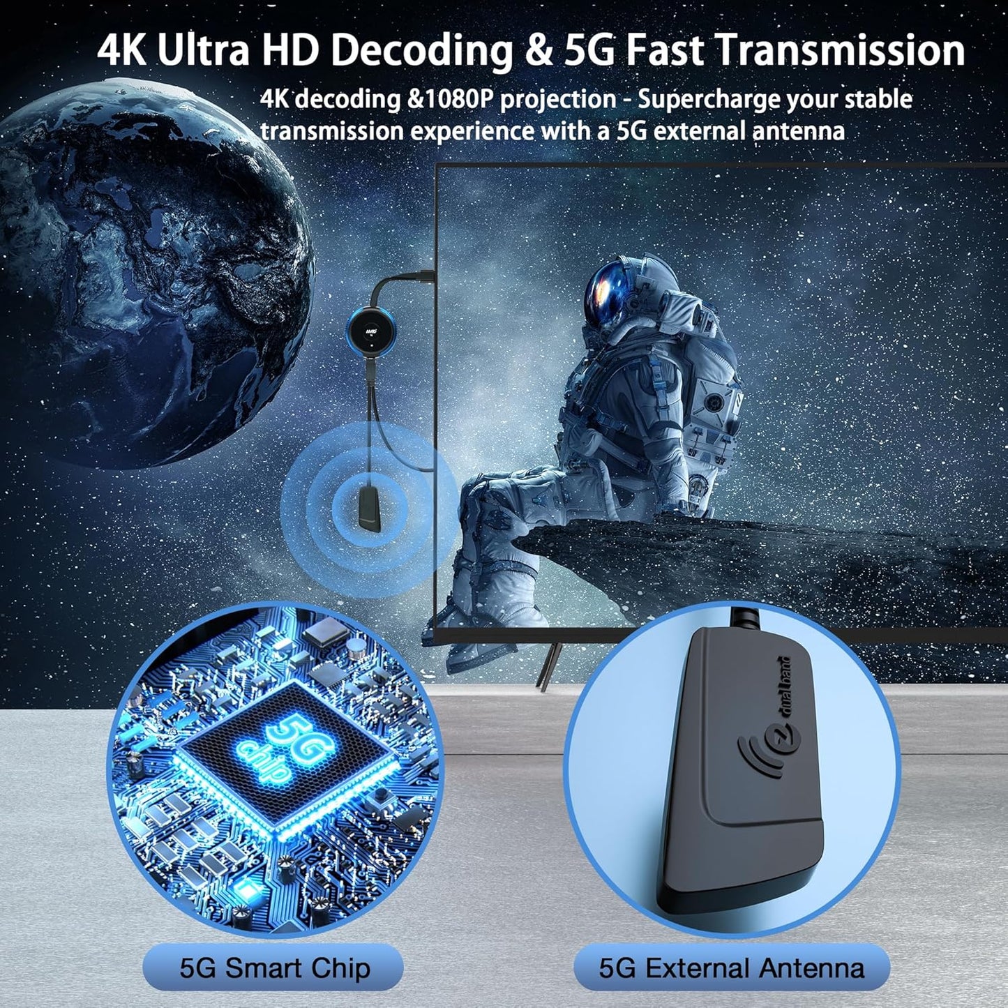 AIMIBO Draadloze HDMI Zender & Ontvanger Set - 2 Zenders, 1 Ontvanger, 165FT/50M Bereik, 4K Decodering, 5G Video Audio Streaming Voor Laptop/DSLR/TV Box/PC/Telefoon