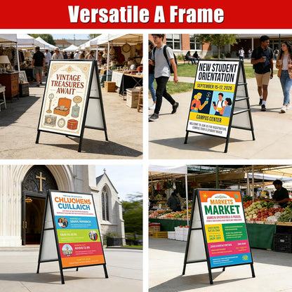 WIIGO A1 A Boards Pavement Signs A Frame Sign Board - Dubbelzijdige Sandwich A-Board Poster Sign Display Stand met 2 Anti-Glare Covers en Golfplaten voor Zaken, Restaurant, Reclame