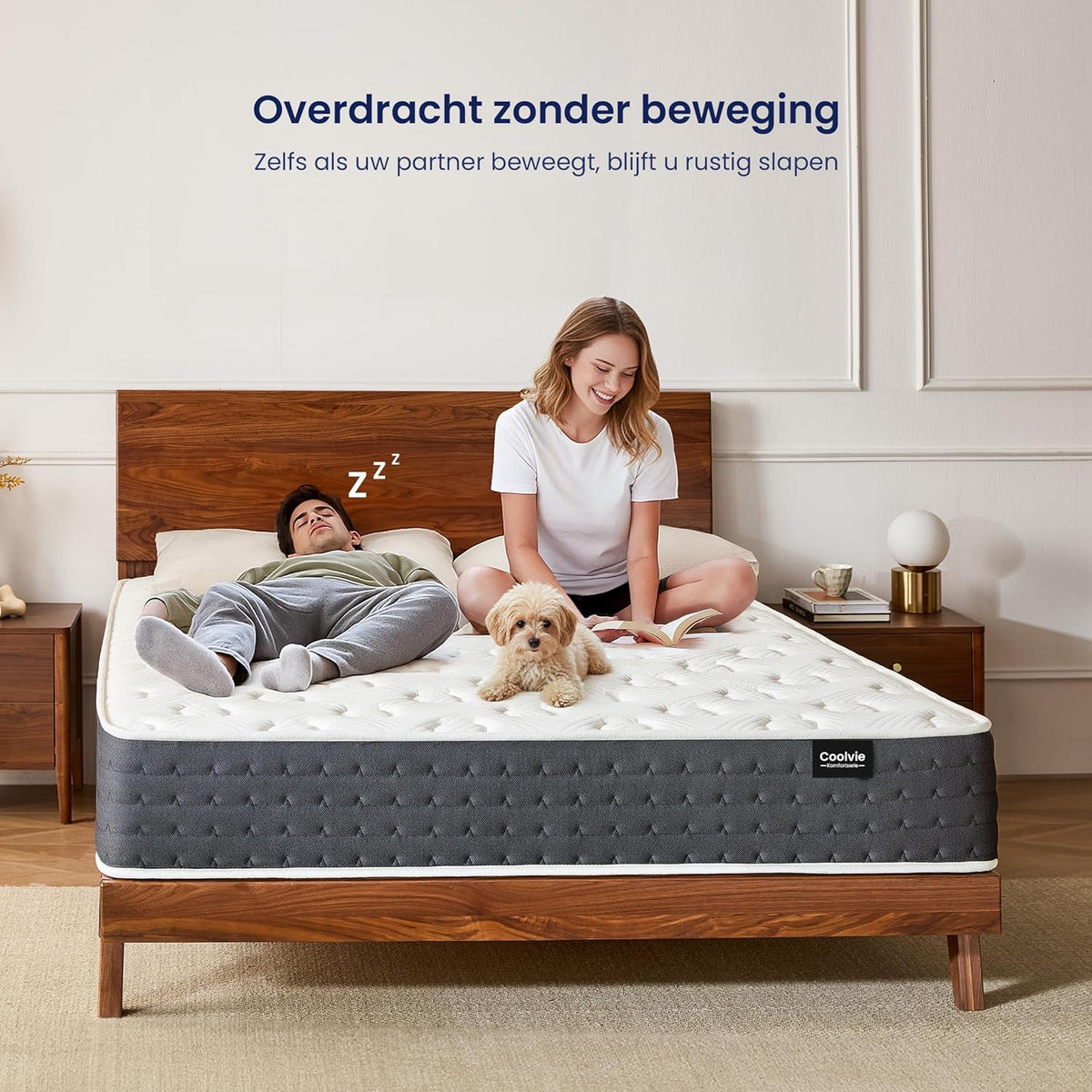 Coolvie Pocketveringmatras, 120 x 200 cm, 7-zones, ergonomisch matras, gemiddelde hardheidsgraad 20 cm, beweging, isolerend, pocketveringmatras, matras met geltraagschuim, Oeko-Tex gecertificeerd