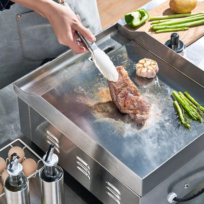 EGGKITPO Elektrische grillplaat, 35,6 cm, platte anti-aanbakgrill voor commercieel elektrisch werkblad van roestvrij staal, instelbare temperatuurregeling van 100 °F tot 900 °F voor thuisgebruik