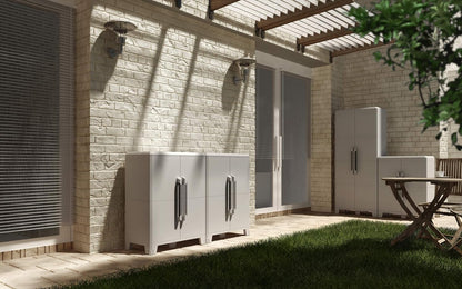 Terry, Transforming Modular 3 high cabinet for outdoor, 2 doors, material: plastic, dimensions: 78 x 43.7 x 143 cm - QUORE