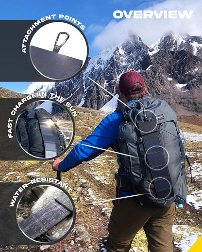 Sunslice I Photon Solar Powerbank, Externe Batterij met SunPower Technologie, Pocket Zonnelader voor Telefoon, Ideaal voor Kamperen en Wandelen, compatibel met alle merken Smartphones, Zwart