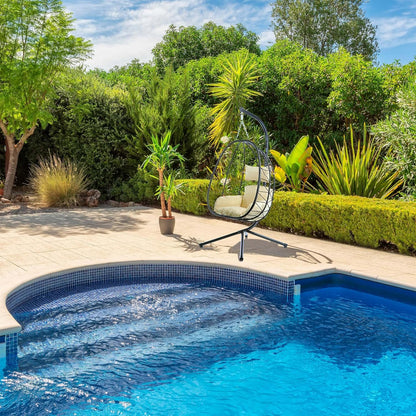 Wiltec hangstoel loungestoel in- en outdoor tot 130 kg cocoon eistoel eggchair met frame en kussens