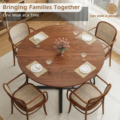 Eetkamertafels rond, 120 cm, houten eettafel, walnootbruin, moderne eettafel voor keuken, woonkamer, eetkamer, terras, binnenplaats, café, kantoor en andere plaatsen