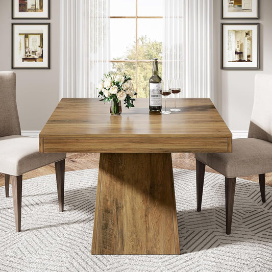 Tribesigns Dining Table for 4 People, 80 cm Small Kitchen Table with Sturdy Base, Country-Style Square Dining Table for Dining Room, Living Room, Kitchen, Brown