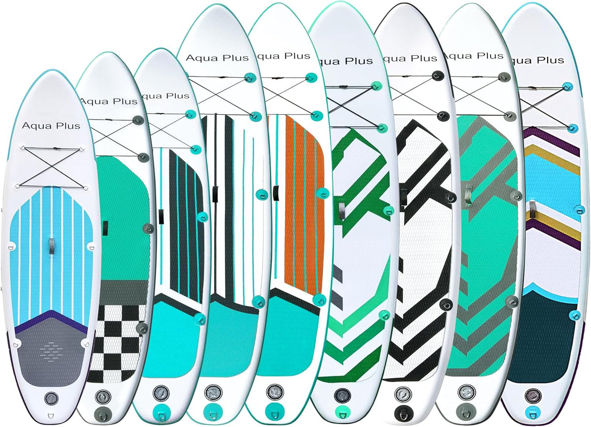 Aqua Plus 15 cm dikke opblaasbare SUP voor alle vaardigheidsniveaus Stand Up Paddle Board, Paddle, Pomp, ISUP-reisrugzak, riem, schouderriem, jeugd, volwassen opblaasbaar paddleboard