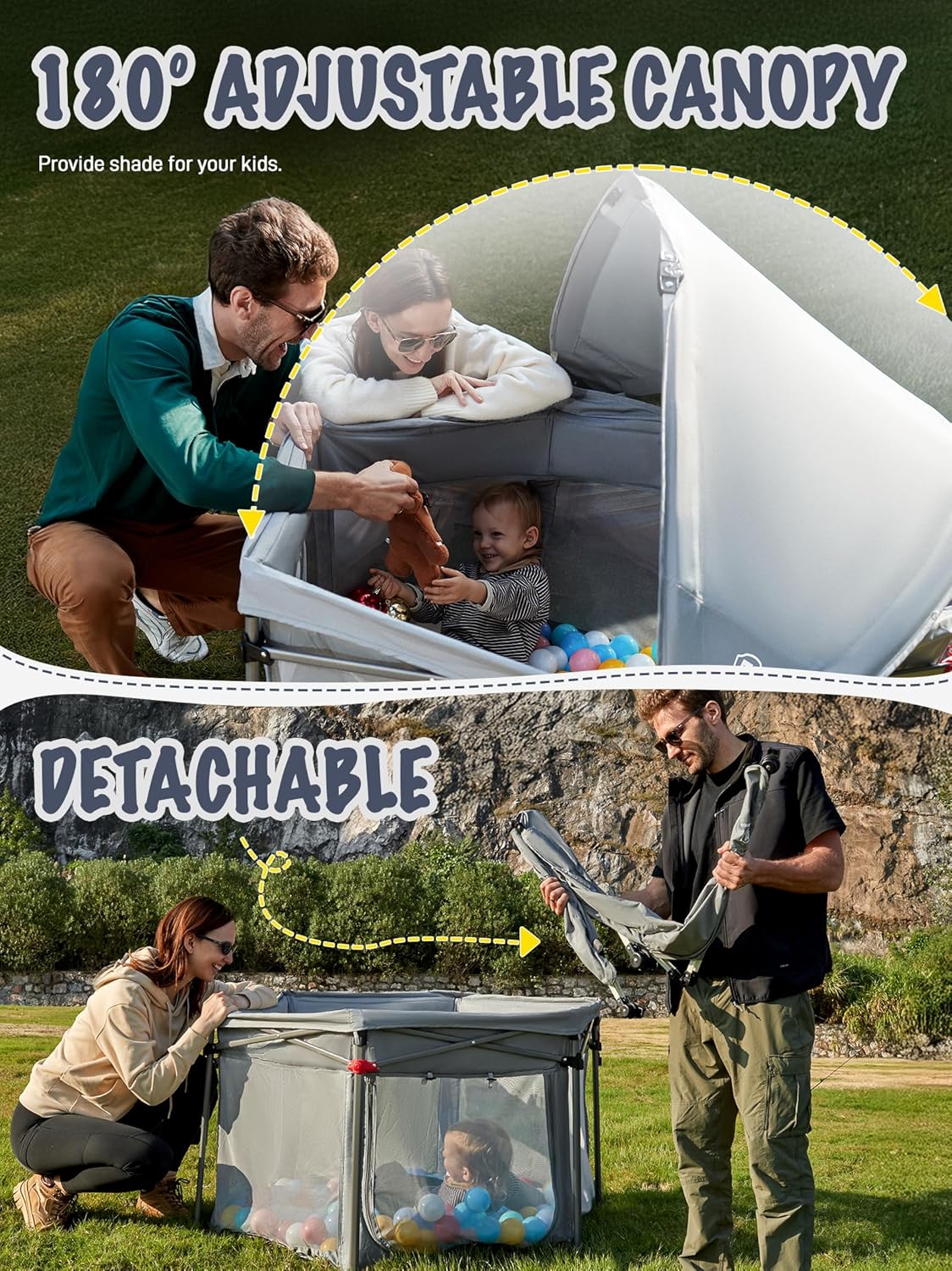 EVER ADVANCED Foldable baby playpen, grey - QUORE