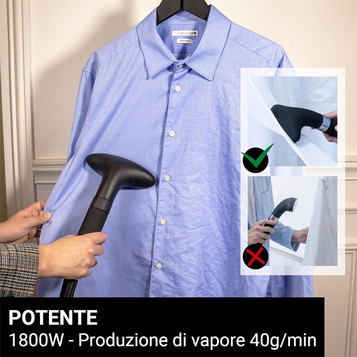 Stoomstrijkijzer – Kledingstomer – Stoomstomer – Verticaal Stoomstrijkijzer – Stoomapparaat – 1800W En 40g/Min Continue Stoom – 1,8L Afneembare Watertank Voor 45 Min Gebruik