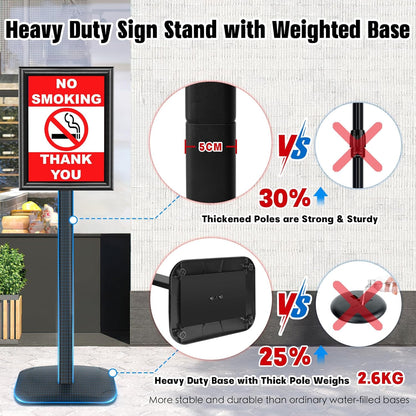 Schildstandaard Set van 3, Zwart – Displaystandaard – Posterstandaard A4 – Informatiestandaard – Menuhouder – Met Zware 2,6 Kg Metalen Voet – 360° Draaibaar En 180° Kantelbaar