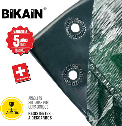Bikain Waterdicht afdekzeil voor buiten, 8 x 12 m, 150 g/m², versterkt, scheurvaste ogen, zonnezeil, 100% waterdicht en 100% uv-bescherming, multifunctionele afdekking, 3-laags, kruislaminaat