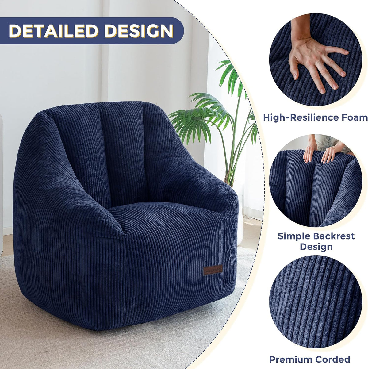 MAXYOYO Rope Puff met schuimvulling – Moderne, ergonomische en comfortabele bank, poef voor volwassenen en kinderen, fauteuil voor woonkamer en slaapkamer