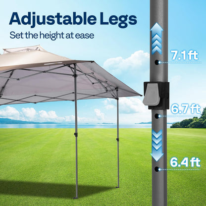 VIVOHOME Luifeltent 4x4m Buitenschuilplaats 2 Laags Dak met Draagbare Wieldraagtas en 4 Zandzakken Opvouwbaar voor Patio Tuin Achtertuin