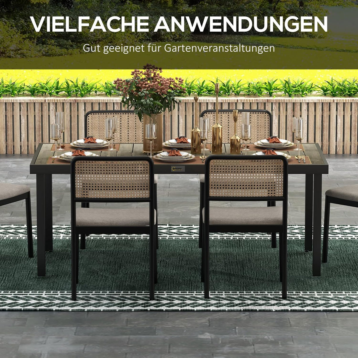 Tuintafel – Tuin Eettafel – Balkontafel – Picknicktafel – Buiten Tafel – Weerbestendig Kunststof Blad – Aluminium Frame 190x90 cm – 8 Persoons