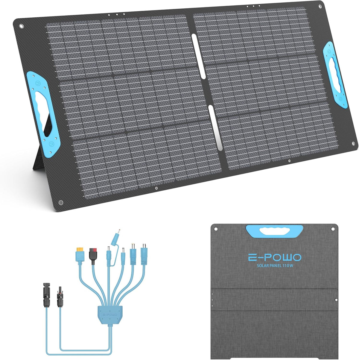 Opvouwbaar zonnepaneel, 110 W, IP67 waterdicht, USB-C PD 65 W & QC3.0 USB-A, 23,5% rendement, compatibel met powerstations, voor camping, camper en outdoor