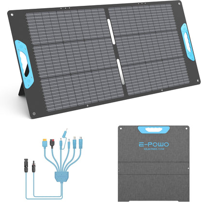 Opvouwbaar zonnepaneel, 110 W, IP67 waterdicht, USB-C PD 65 W & QC3.0 USB-A, 23,5% rendement, compatibel met powerstations, voor camping, camper en outdoor