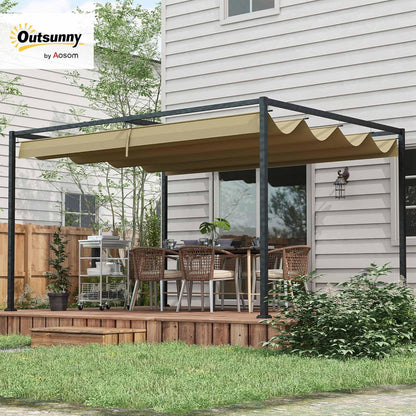 Pergola – Tuinoverkapping – Terrasoverkapping – Tuinpaviljoen – Buitenverblijf – Verstelbaar Schuifdak – Gepoedercoat Stalen Frame 400x300 cm