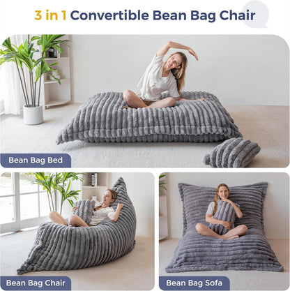 MAXYOYO Zitzak XXL, bont, gamingstoel voor volwassenen en kinderen, enorme beanbag met pluizige schuimvulling voor woonkamer, slaapkamer, 137 x 190 cm