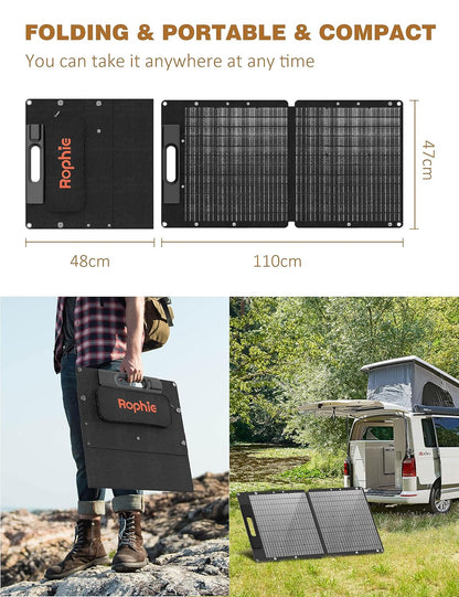 Rophie Opvouwbaar zonnepaneel, 60 W, draagbaar zonnepaneel, monokristallijn, flexibel, met USB/type C/DC-uitgang, 1,8 kg, ultralicht, IPX67 voor camping, reizen, tuin, balkon