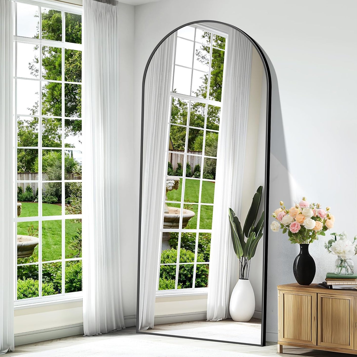 Staande Spiegel – Boogspiegel – Full Body Spiegel – Vloerspiegel – Wandspiegel – 179 x 65 cm – Aluminium Frame – Explosiebestendig Glas