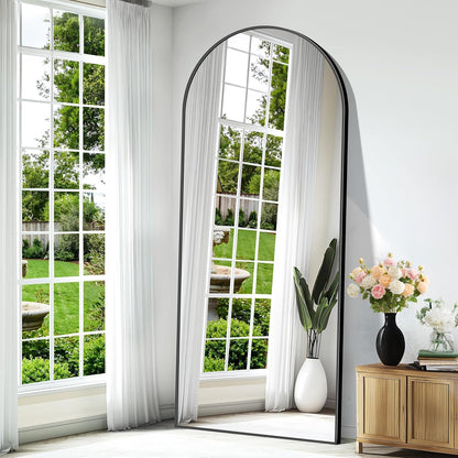Staande Spiegel – Boogspiegel – Full Body Spiegel – Vloerspiegel – Wandspiegel – 179 x 65 cm – Aluminium Frame – Explosiebestendig Glas