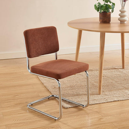 BAÏTA - Set van 2 stoelen Jack Corduroy Terre de Siena Chroom Metalen Poten