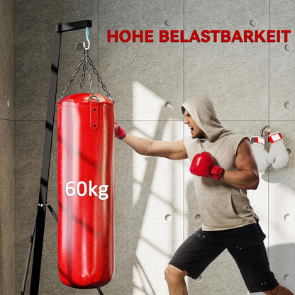 Vrijstaande Bokszakstandaard – Bokszakhouder – Bokszakstandaard – Punchingbag Standaard – Speedbag Stand – Verstelbare Hoogte 162-205 cm – Draagvermogen Tot 60 kg - QUORE