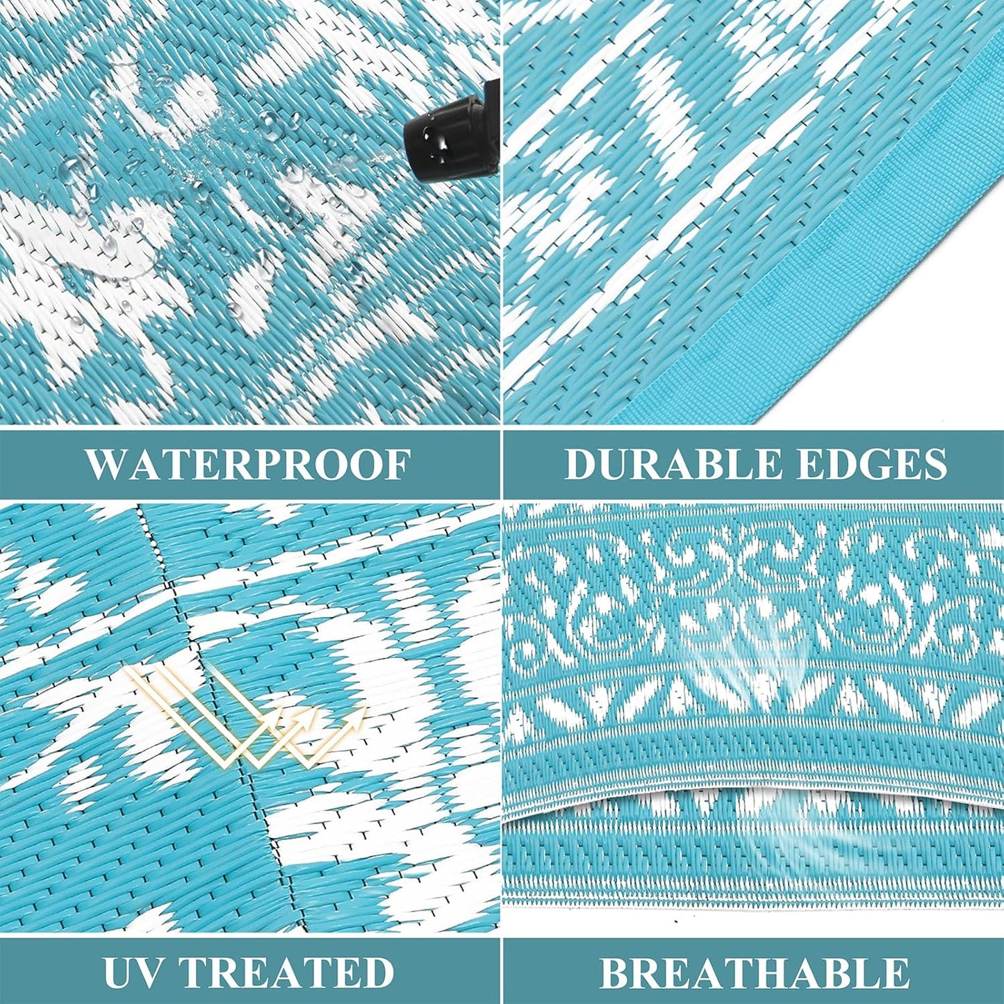 Buiten Vloerkleed - Buitenkleden - Buitentapijt - Opvouwbaar - UV-bestendig - Waterdicht - Omkeerbaar - Buitenmatten - voor Buiten - Balkon - Strand - Picknick -Terras - Rechthoekig - 240 x 300 cm - Grijs