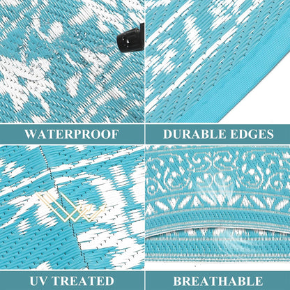 Buiten Vloerkleed - Buitenkleden - Buitentapijt - Opvouwbaar - UV-bestendig - Waterdicht - Omkeerbaar - Buitenmatten - voor Buiten - Balkon - Strand - Picknick -Terras - Rechthoekig - 240 x 300 cm - Grijs