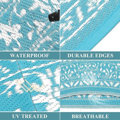 Buiten Vloerkleed - Buitenkleden - Buitentapijt - Opvouwbaar - UV-bestendig - Waterdicht - Omkeerbaar - Buitenmatten - voor Buiten - Balkon - Strand - Picknick -Terras - Rechthoekig - 240 x 300 cm - Grijs