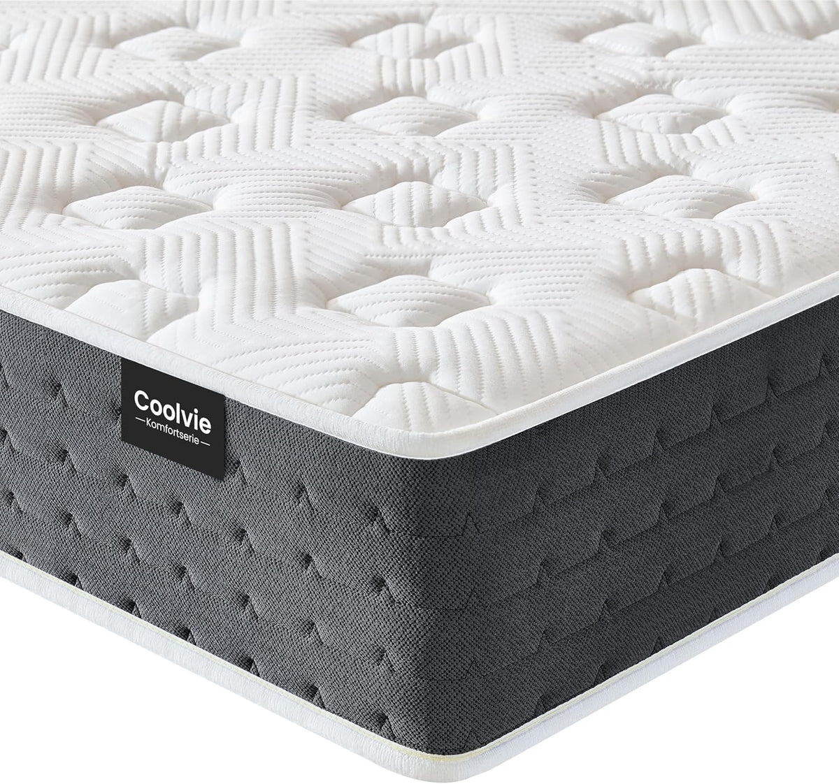Coolvie Pocketveringmatras, 140 x 200 cm, 7-zones, ergonomisch matras, gemiddelde hardheidsgraad van 20 cm, beweging, isolerend, pocketveringmatras, matras met gel-traagschuim, Oeko-Tex gecertificeerd
