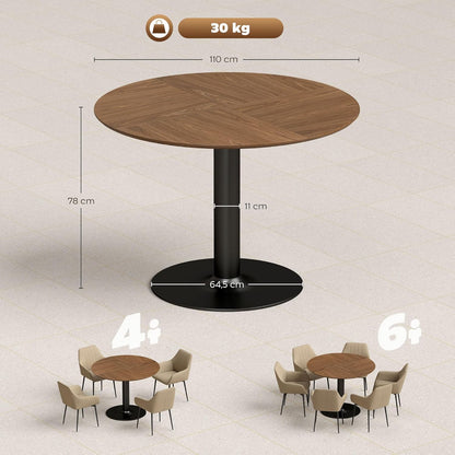Ronde Eettafel – Keukentafel – Tafel – Eetkamertafel – Ontbijttafel – Ø110 cm – Houtnerf Tafelblad – Stalen Frame