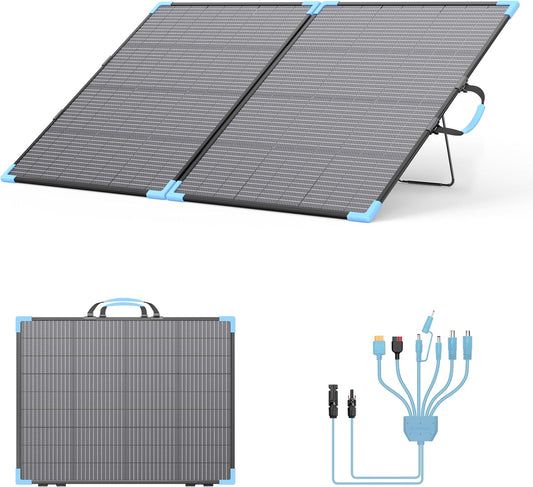 220 W opvouwbaar bifacial zonnepaneel, 23,5% rendement, complete set incl. standaard, IP68 waterdicht voor powerstation, camping, camper, tuin en blackout preventie