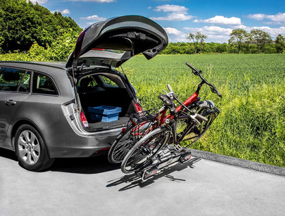 EUFAB 11510 JAKE Bicycle Rack for E-Bikes, Partly Pre-Assembled, Expandable, Anti-Theft Protection, for 2 Bikes, Towbar - QUORE