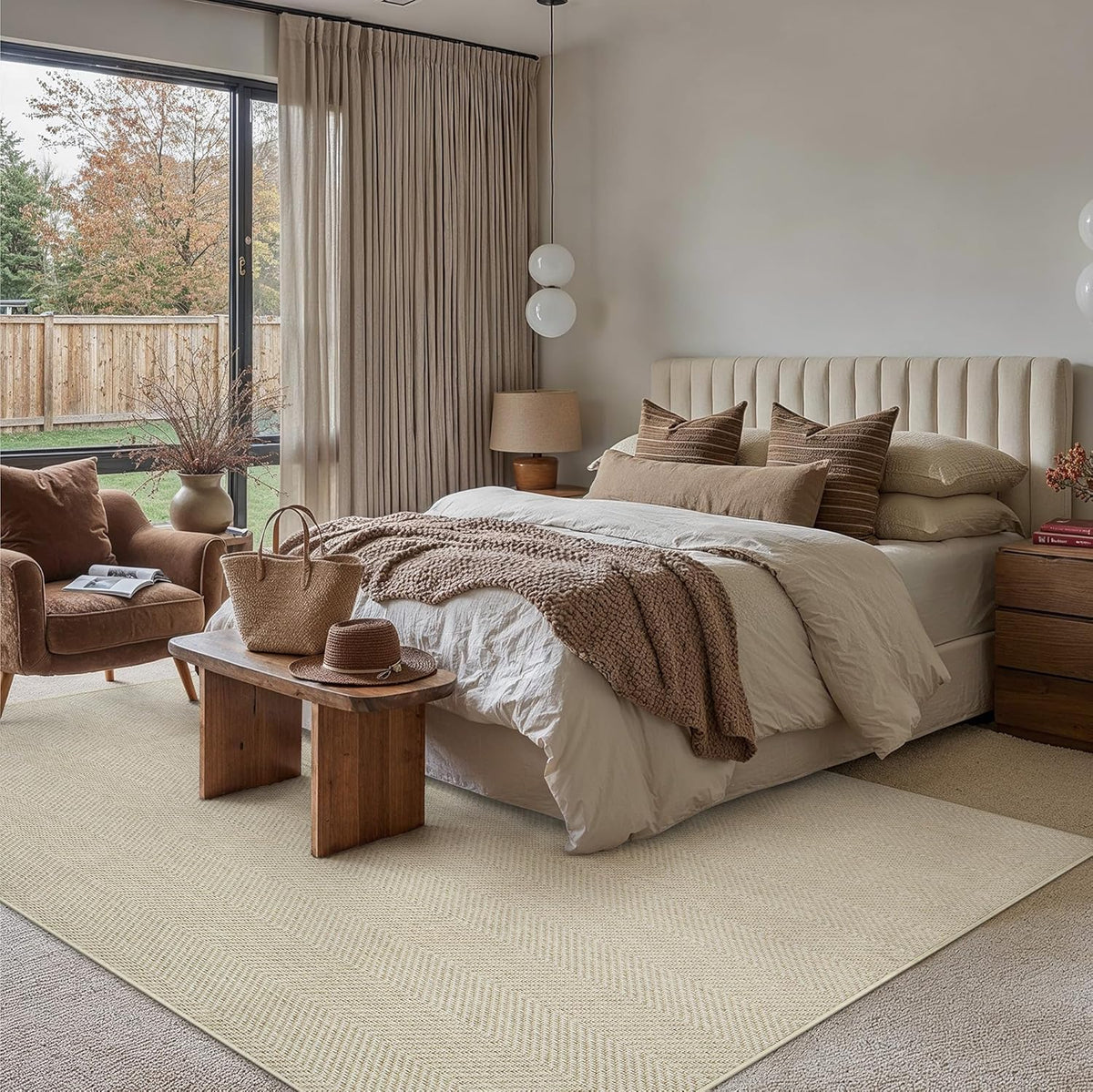 PureCozy Jute Look Woonkamer Tapijt 300x400cm Lichtbruin Groot Vloerkleden Antislip Wasbaar Binnen Buiten Vloerkleed Slaapkamer Kantoor Ontspanningsruimte Carpet Balkon Patio Tuin Rug