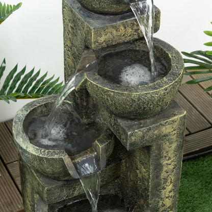 Outsunny garden fountain adjustable power fountain 4 layers decorative fountain water feature waterfall for garden garden pond patio resin fountain - QUORE