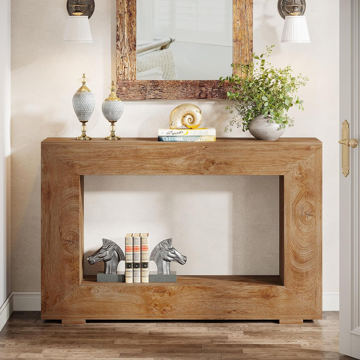 Tribesigns Farmhouse Console Table, 47 Inch Entrance Console Table with Storage, Industrial Hall Accent Table for Living Room, Entrance