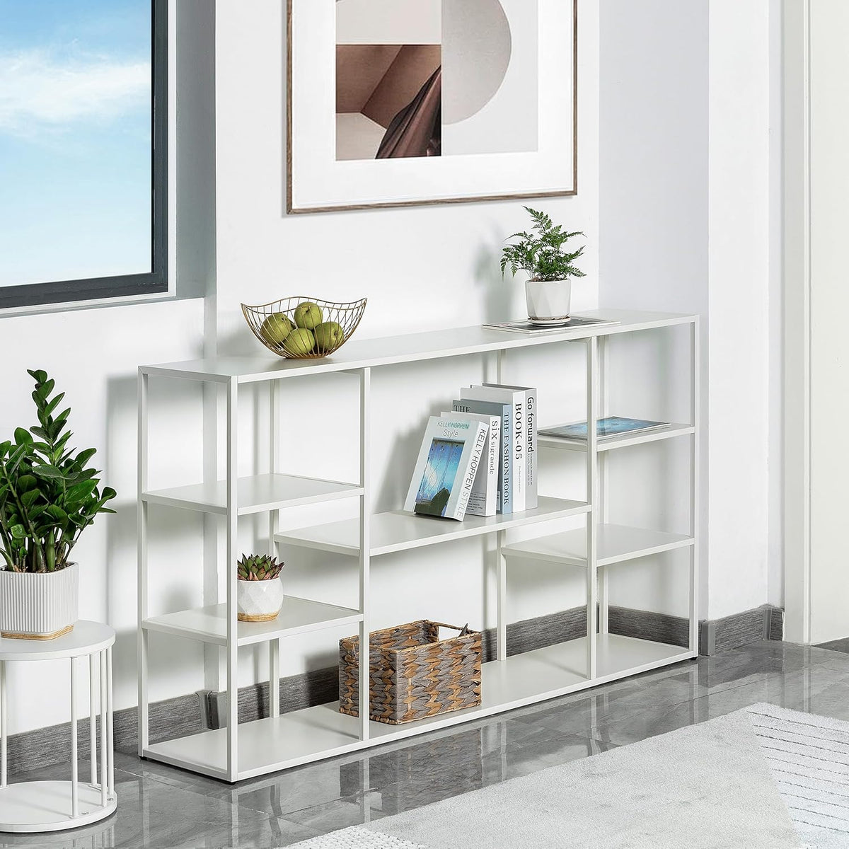 HDANI Consoletafel 140 cm, modern ingangsmeubel, ingangsconsole, robuust en stabiel frame, verstelbare poten, voor woonkamer, hal, voordeur, 140 x 30 x 80 cm, wit
